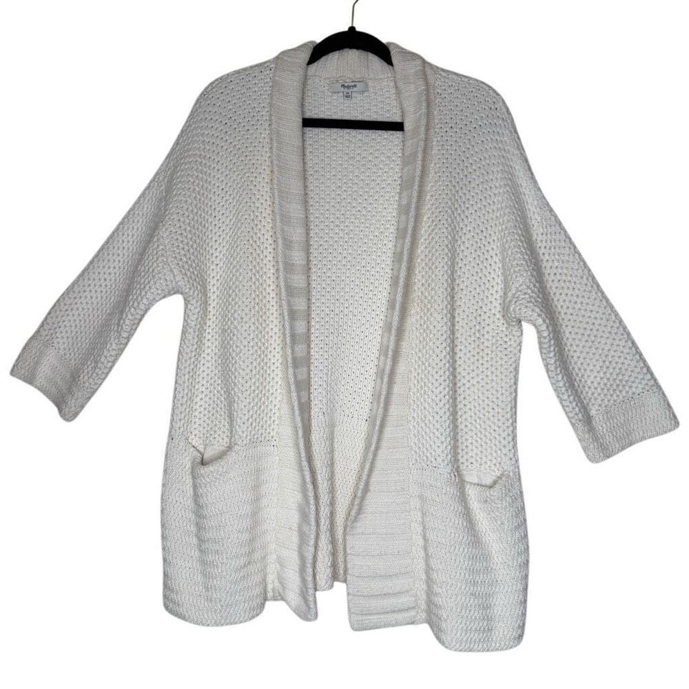 Madewell Cardigan Sweater Ivory Chunky Knit Oversized Dropped Shoulder   Sz XS